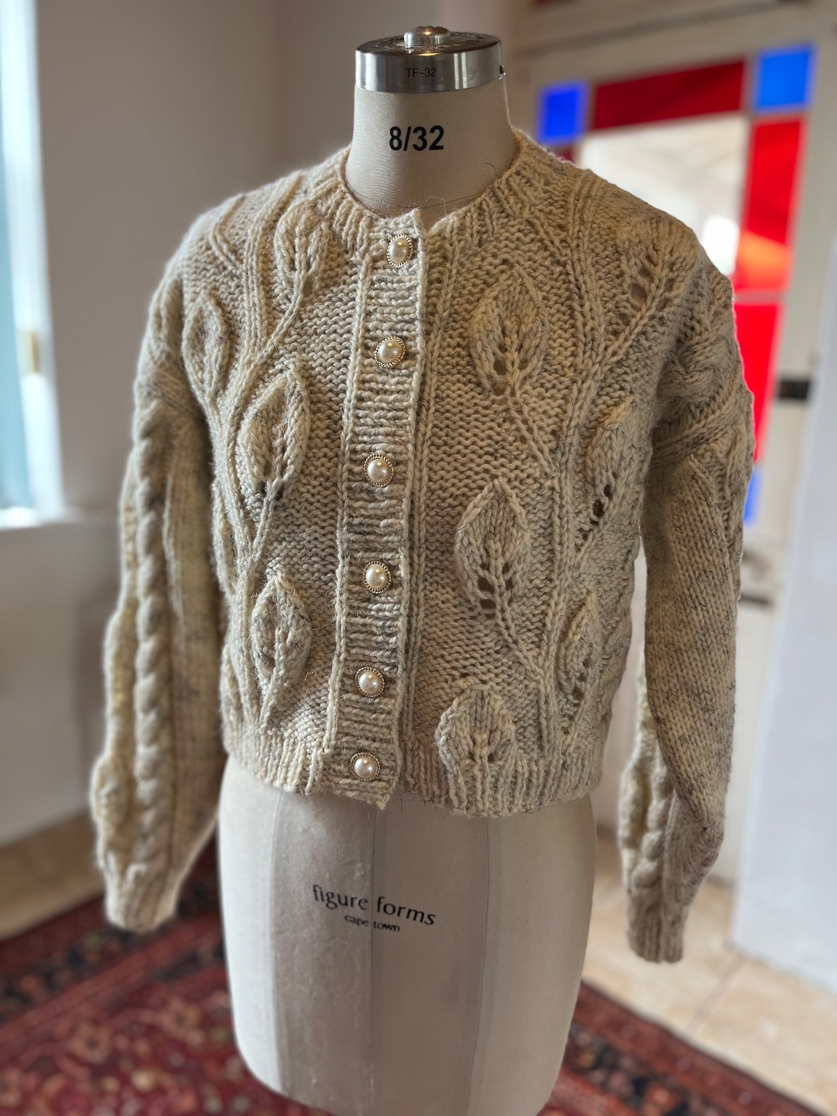 Hand knit Leaf & Cable Cardigan — by kelly fick — Clothing & Apparel — handmade in South Africa