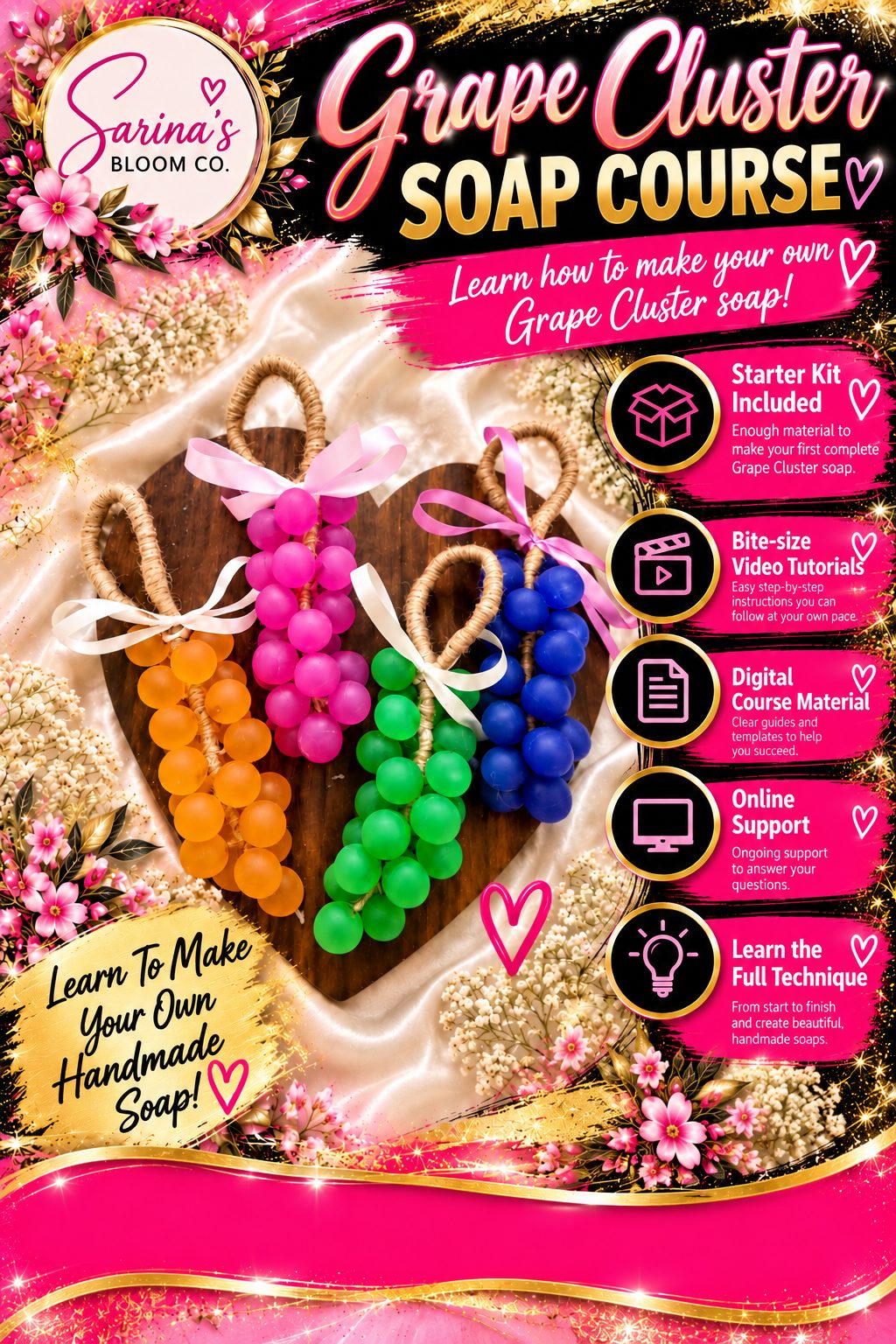 Grape Cluster Soap Course — by Sarie Els — Home & Living — handmade in South Africa