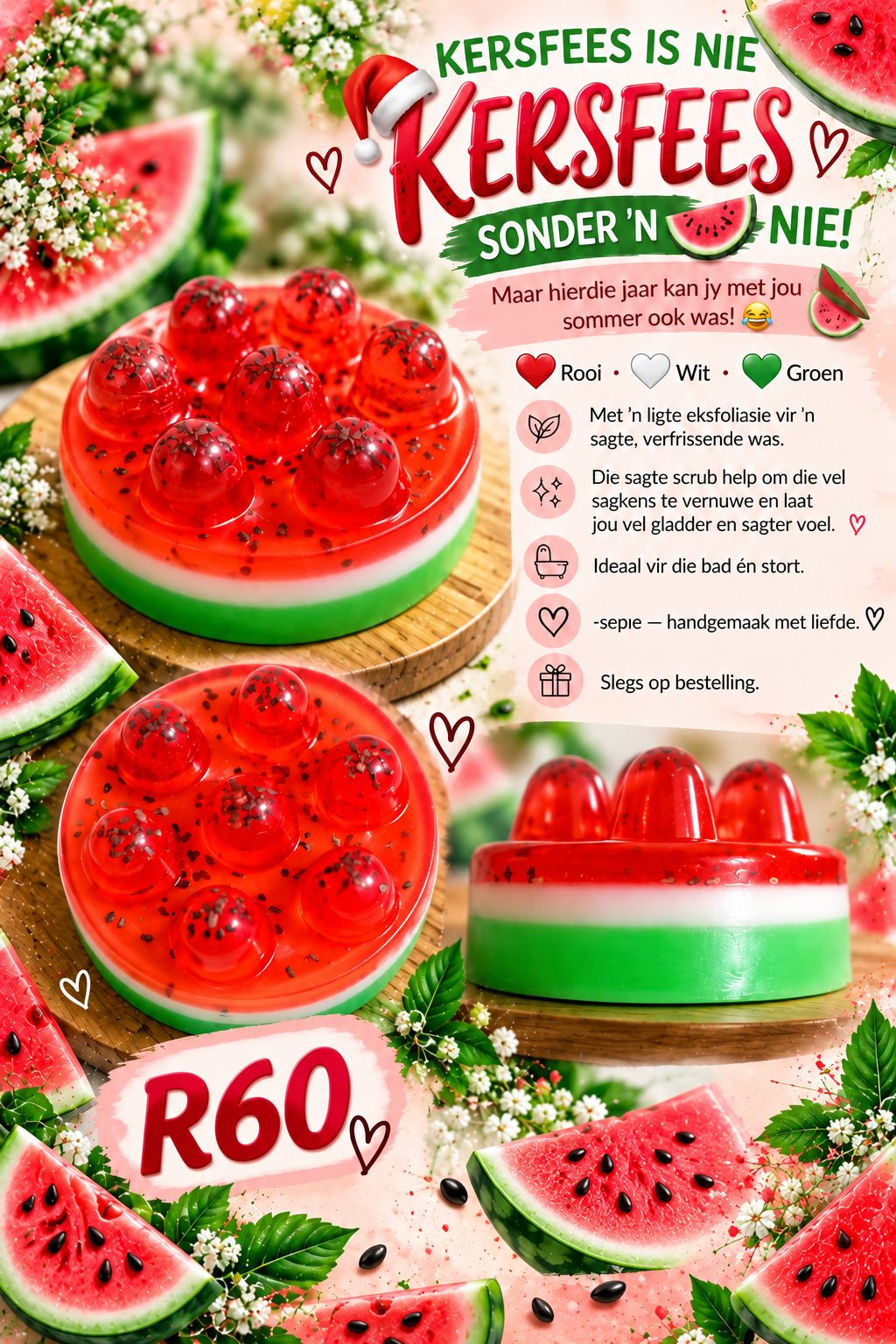 Watermelon Scrub Soap — by Sarie Els — Home & Living — handmade in South Africa
