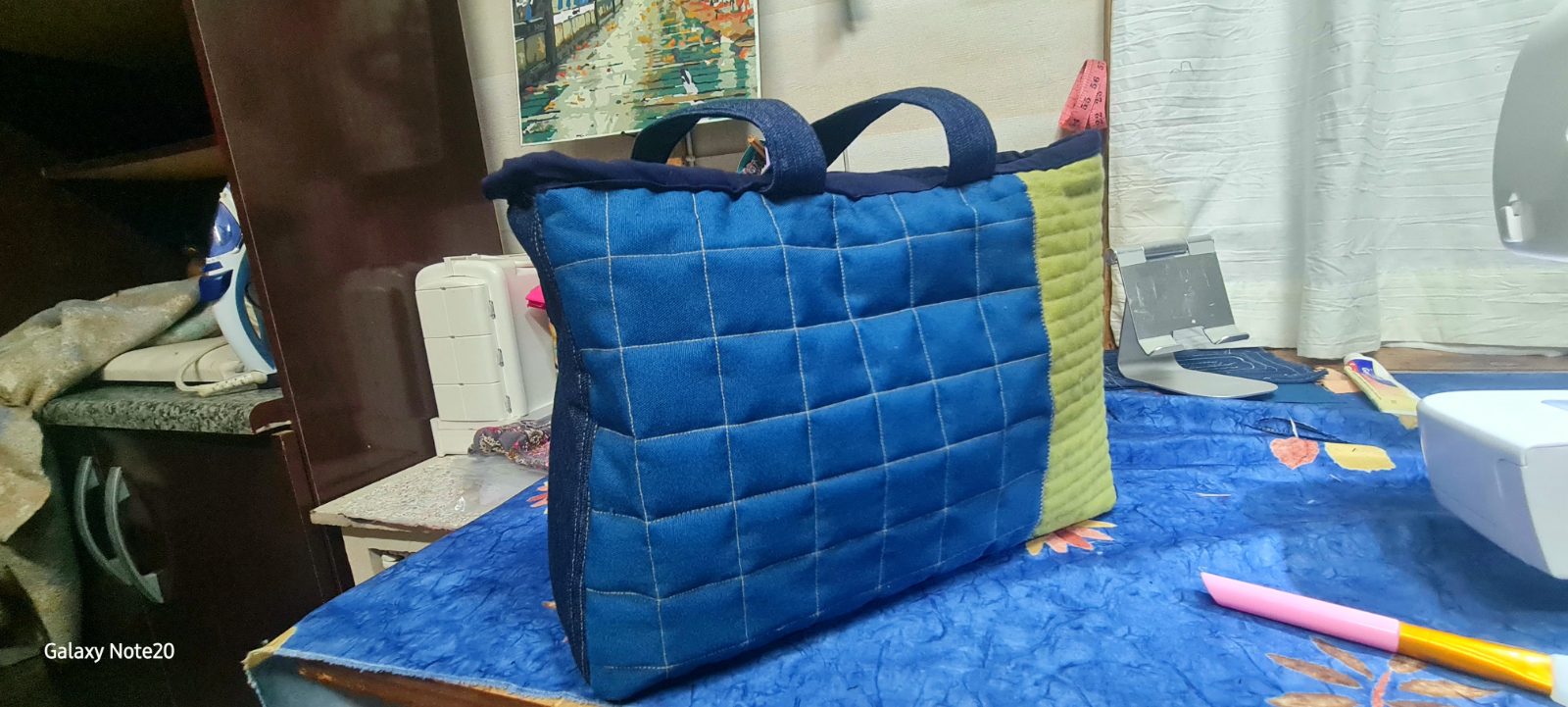 Midnight Bloom – Handmade Quilted Floral & Denim Tote Bag — by Micha'el & Thread — Bags & Purses — handmade in South Africa