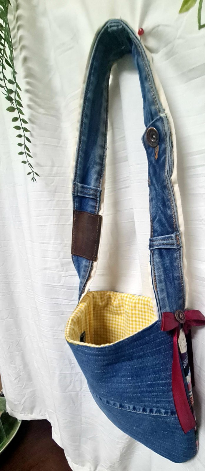 Handmade Upcycled Denim & Patchwork Shoulder Bag — by Micha'el & Thread — Bags & Purses — handmade in South Africa