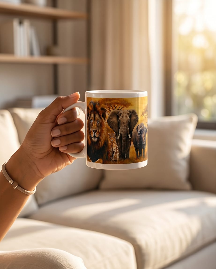 Mugs 11 Oz Big Five — by The Daily Cross — Home & Living — handmade in South Africa