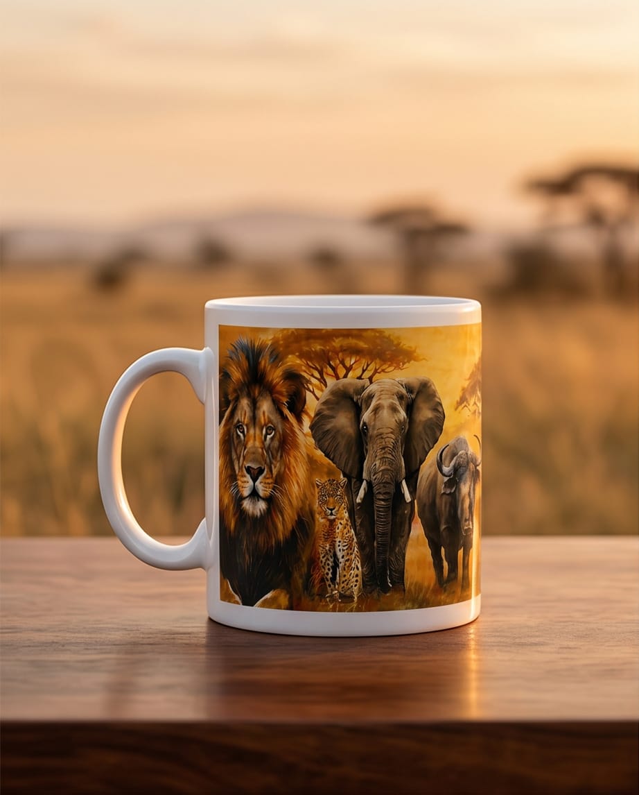 Mugs 11 Oz Big Five — by The Daily Cross — Home & Living — handmade in South Africa