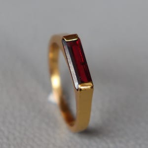 Natural Garnet Rectangle Bar Ring, 18K Gold Filled 925 Sterling Silver Ring — by Van der Merwe Studio — Jewelry & Accessories — handmade in South Africa