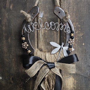 Rustic Horseshoe Decor, Horse Lover Gift, Decorated Horseshoe — by Van der Merwe Studio — Home & Living — handmade in South Africa