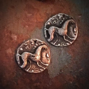 Celtic Horse Charms: Handmade Pewter Coin Replicas (Pair) E2069 — by Van der Merwe Studio — Jewelry & Accessories — handmade in South Africa