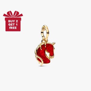 Red Fire Horse Dangle Charm for Bracelet or Necklace Silver — by Van der Merwe Studio — Jewelry & Accessories — handmade in South Africa