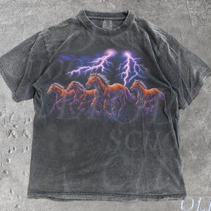 Horse Lightnings Nature Vintage 90s Style Graphic Shirt — by Van der Merwe Studio — Clothing & Apparel — handmade in South Africa