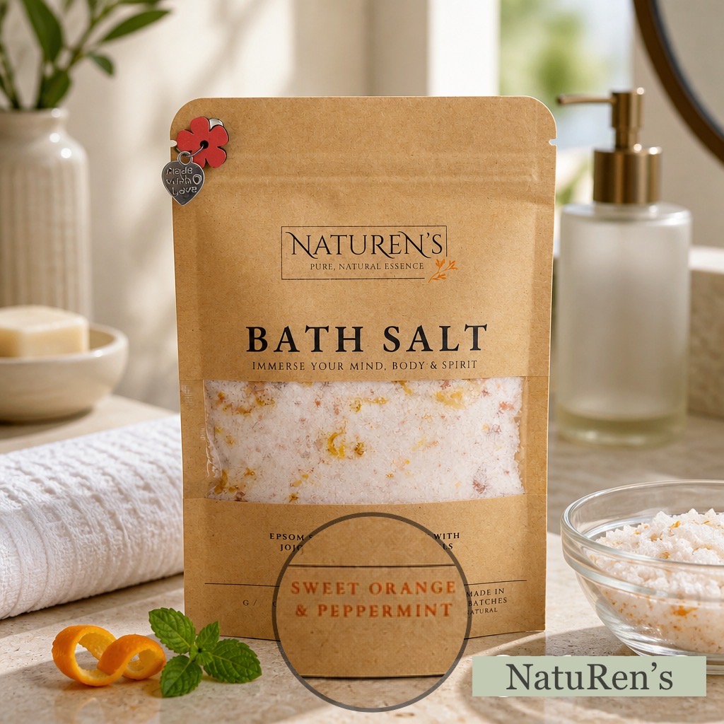 NatuRens's Bath Salts - Grapefruit & Peppermint - Pure, Natural Essence — by NatuRen’s — Home & Living — handmade in South Africa
