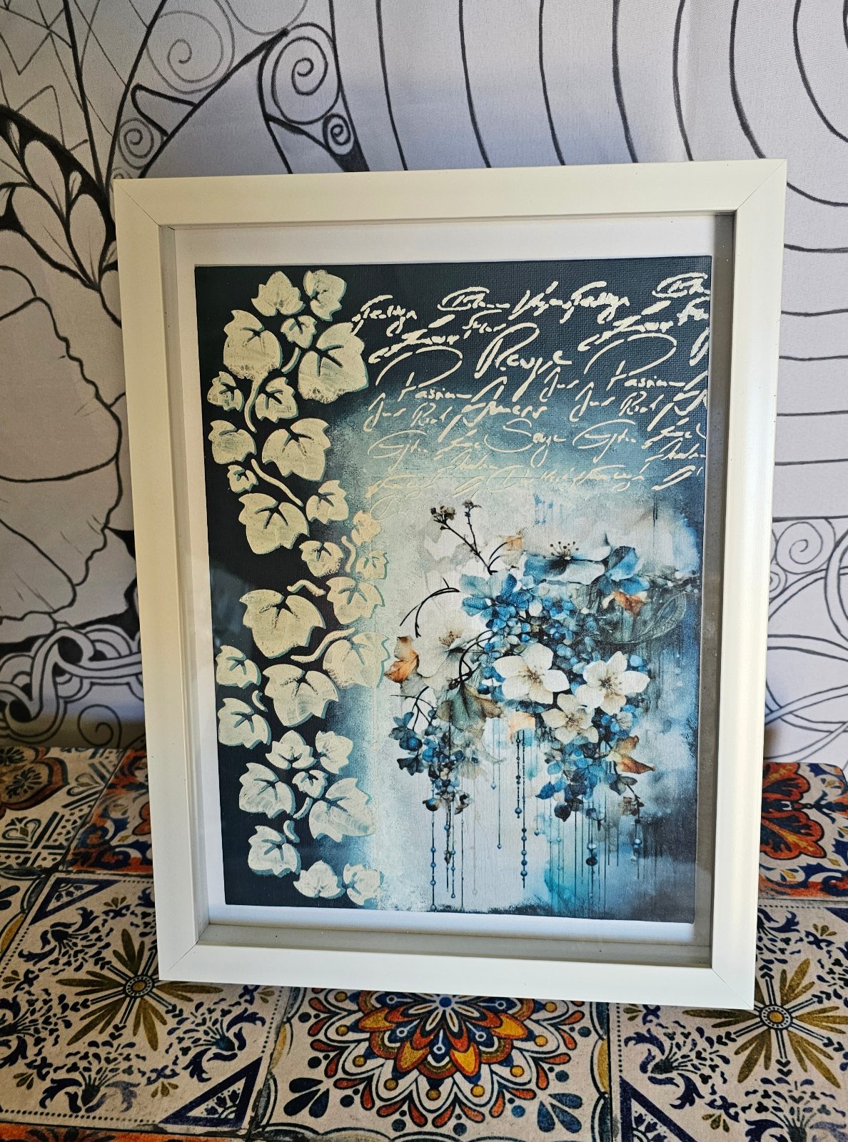 Simply Beautiful framed mixed media — by Hannecke Da Costa e Silva — Art & Collectibles — handmade in South Africa