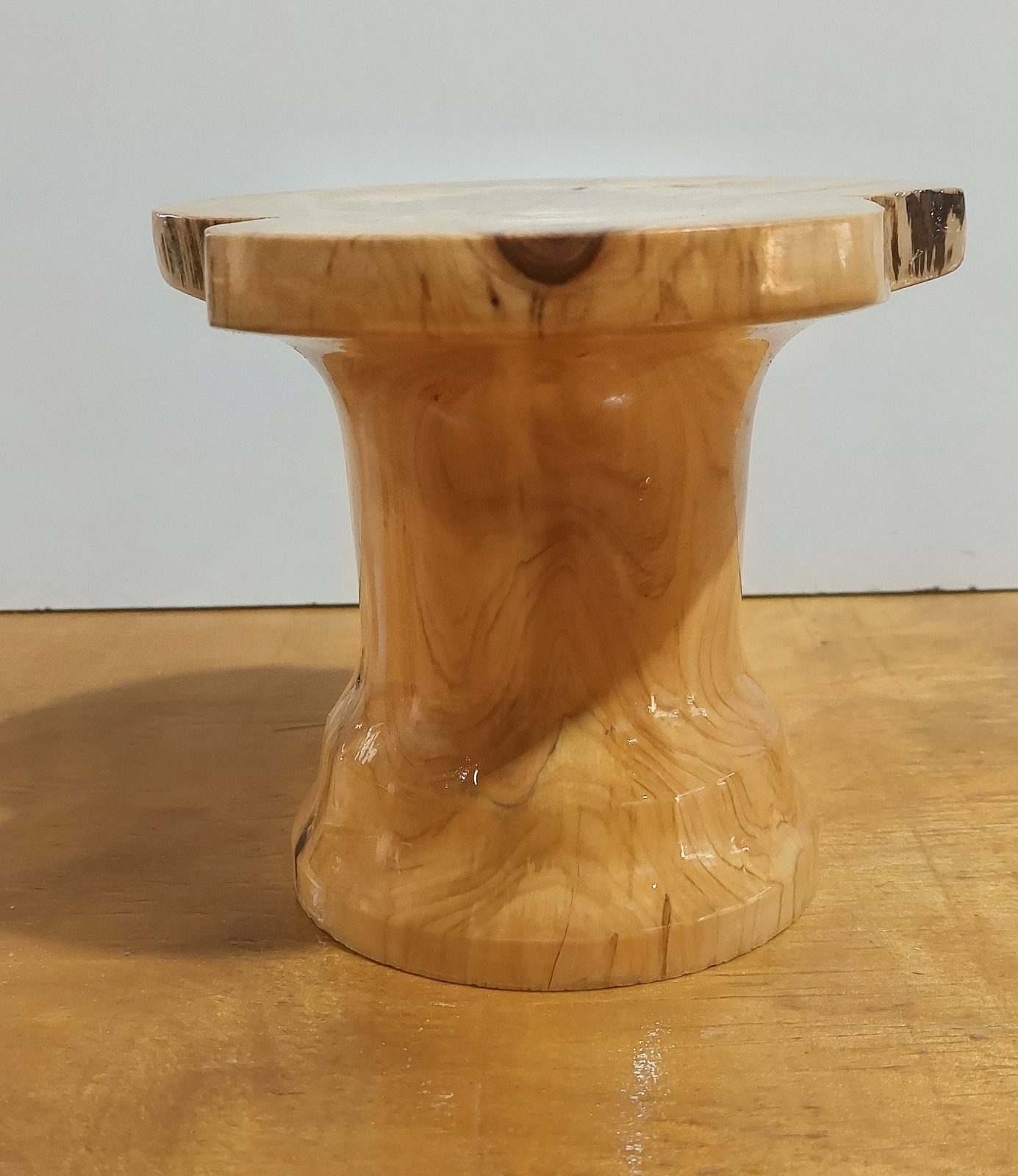 One-of-a-Kind Lathe turned Cypress Wood Mini Cake Stand / Riser (Polyurethane Fi — by Leon's Woodcraft — Home & Living — handmade in South Africa
