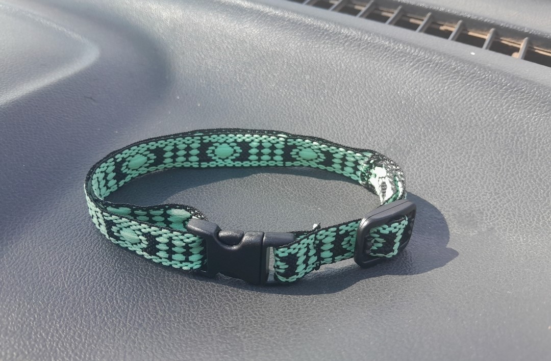 Small Pet Collar – Green & Black Woven Design — by Zero Limits Fashion — Pets — handmade in South Africa