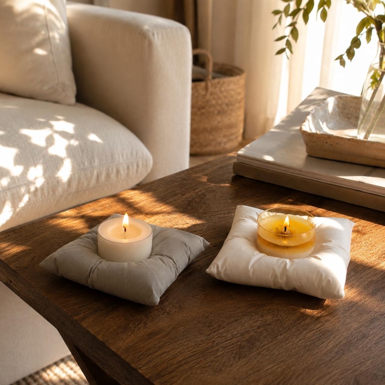 Handmade Concrete Pillow Candle Holder – Minimalist Cement Tray Decor - Special — by Little Things — Home & Living — handmade in South Africa