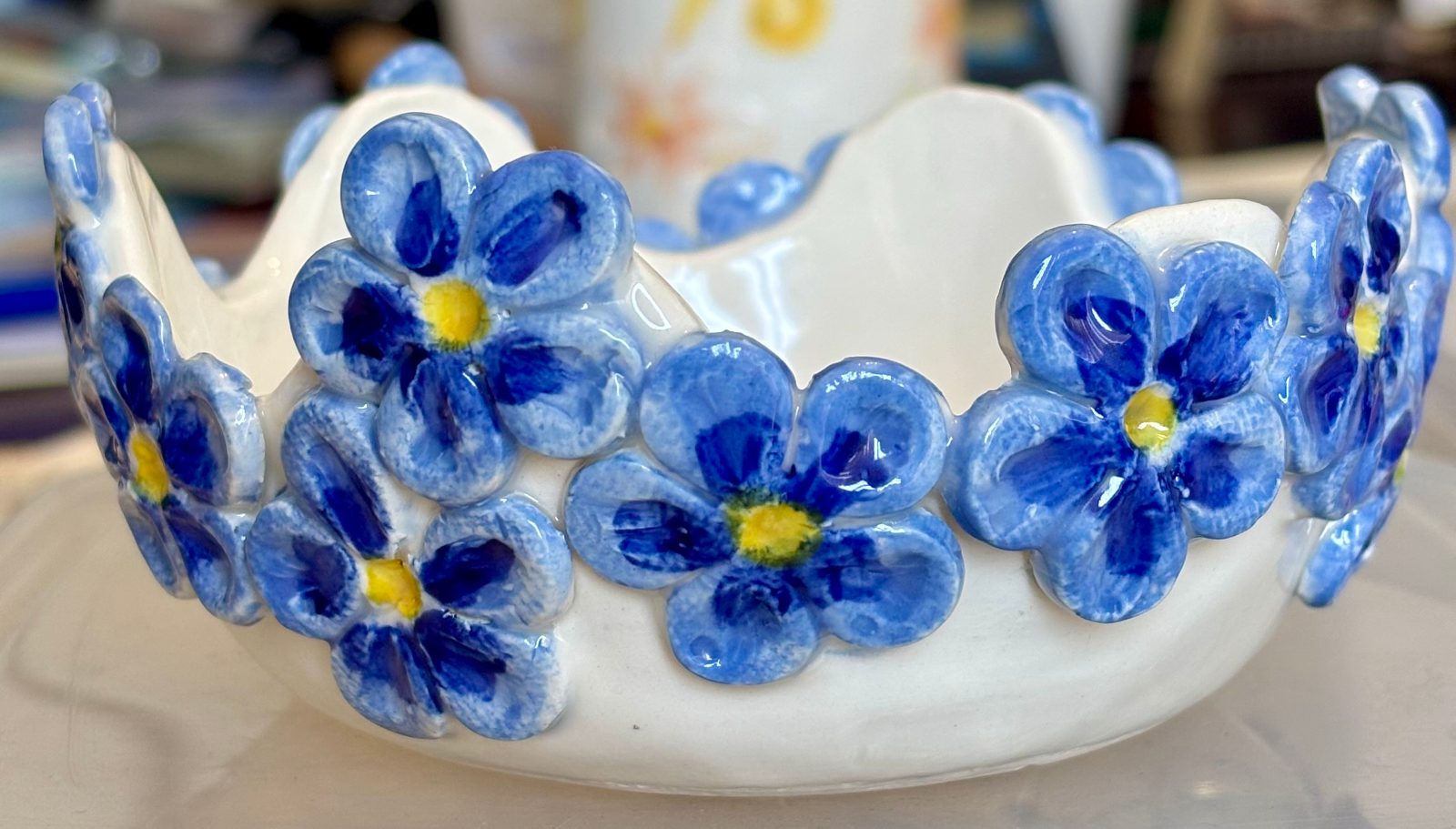 Charming Blue flower dish — by Estelle Schutte — Pottery & Ceramics — handmade in South Africa