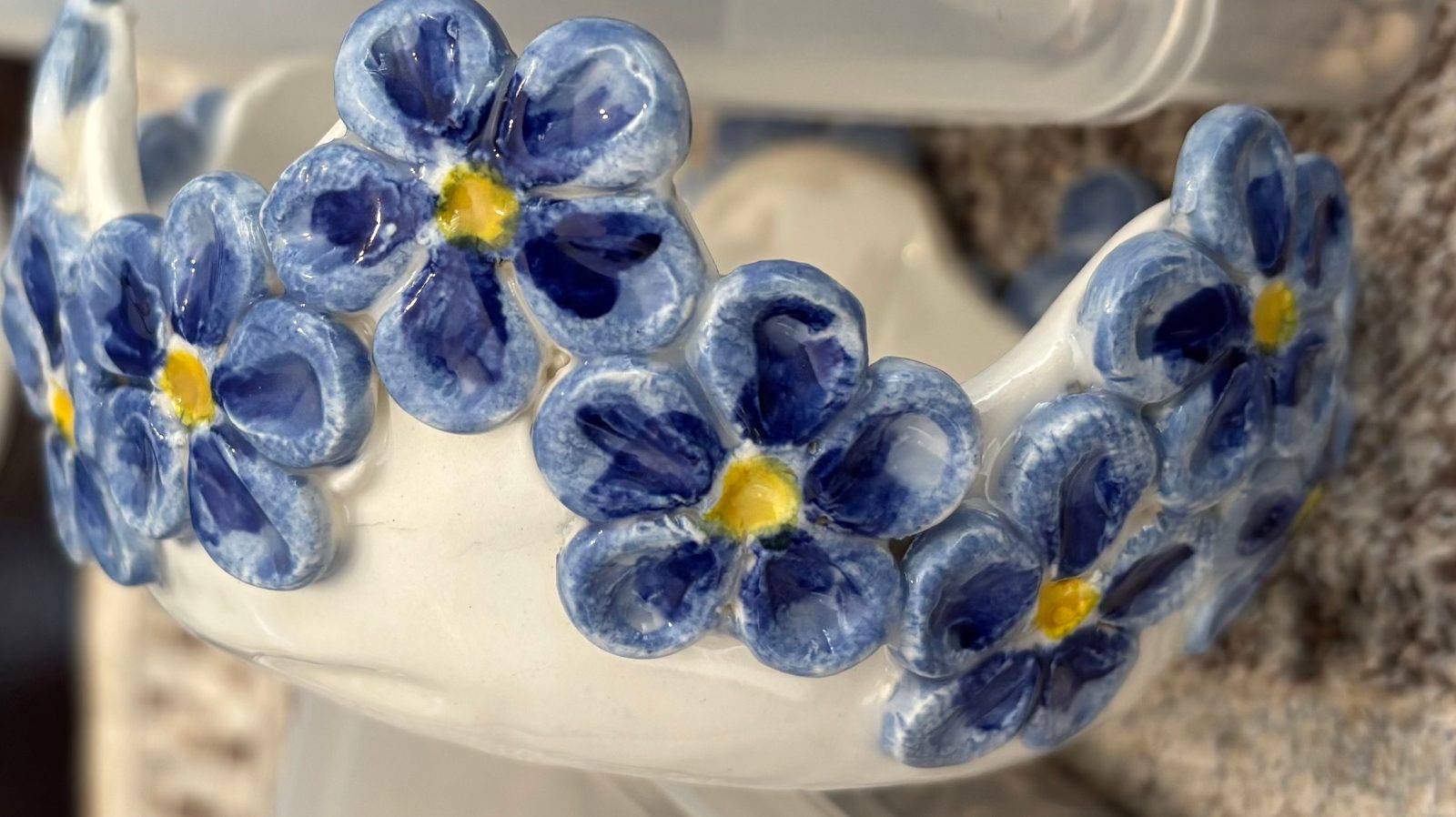 Charming Blue flower dish — by Estelle Schutte — Pottery & Ceramics — handmade in South Africa