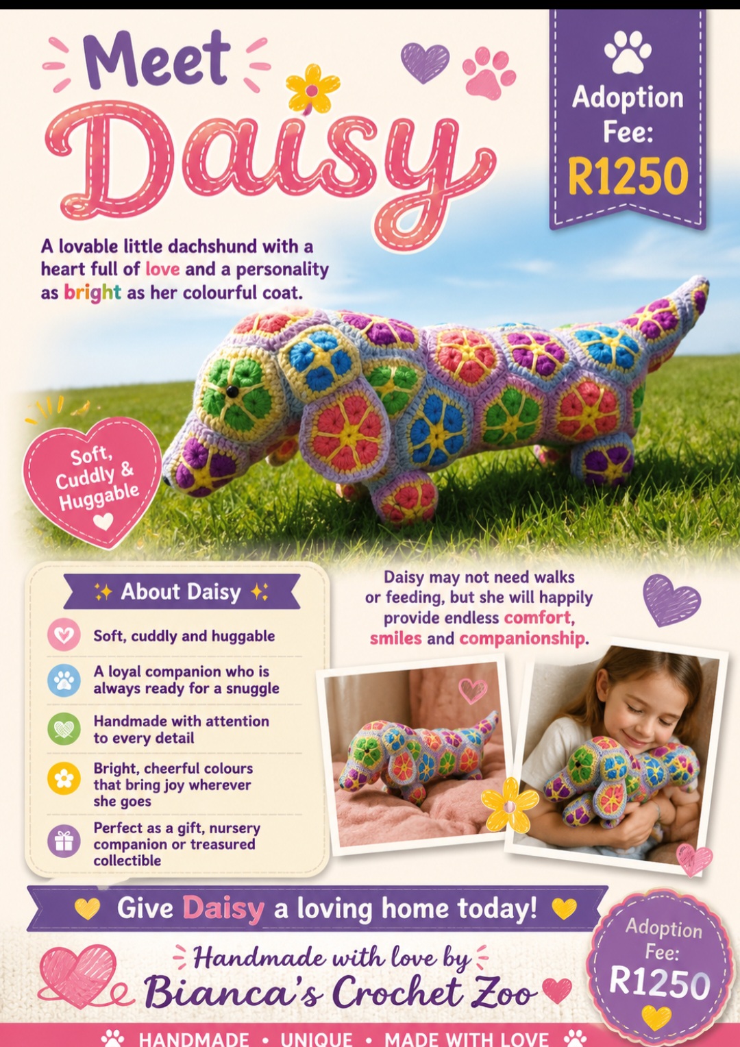 Daisy the African flower Dutchund — by Bianca Van Der Westhuizen — Toys & Games — handmade in South Africa