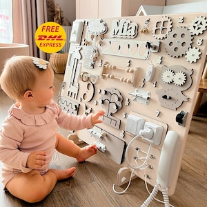 Montessori Busy Board: Natural Wood Activity Toy for Toddlers — by Busy Puzzle — Home & Living — handmade in South Africa