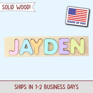 Solid Wood Pastel Name Puzzle Up to 12 Letters — by Busy Puzzle — Home & Living — handmade in South Africa