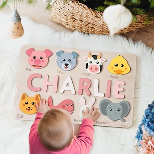 Animals Puzzle with Custom Baby Name — by Busy Puzzle — Home & Living — handmade in South Africa