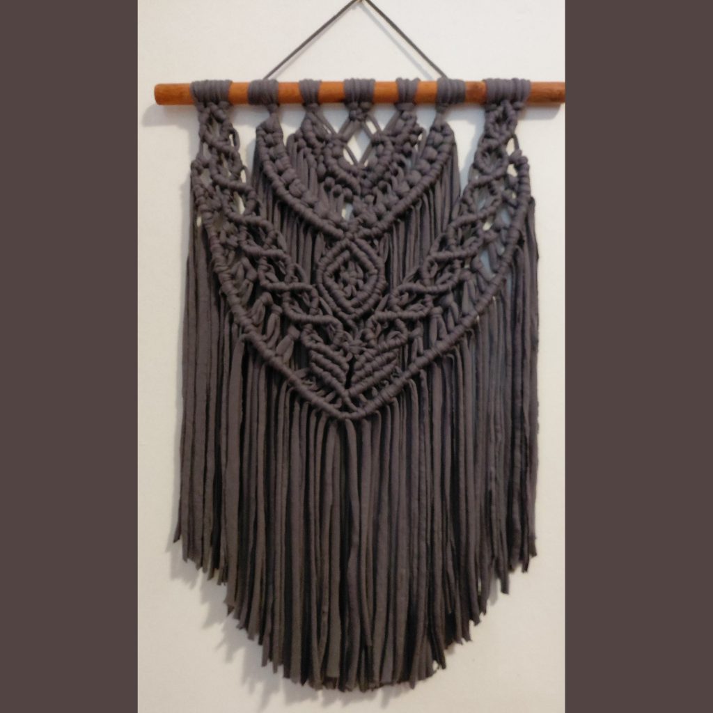 Macramé Wall Hanging - Slate Grey T-shirt Cord — by Athena Authentic Creations — Home & Living — handmade in South Africa