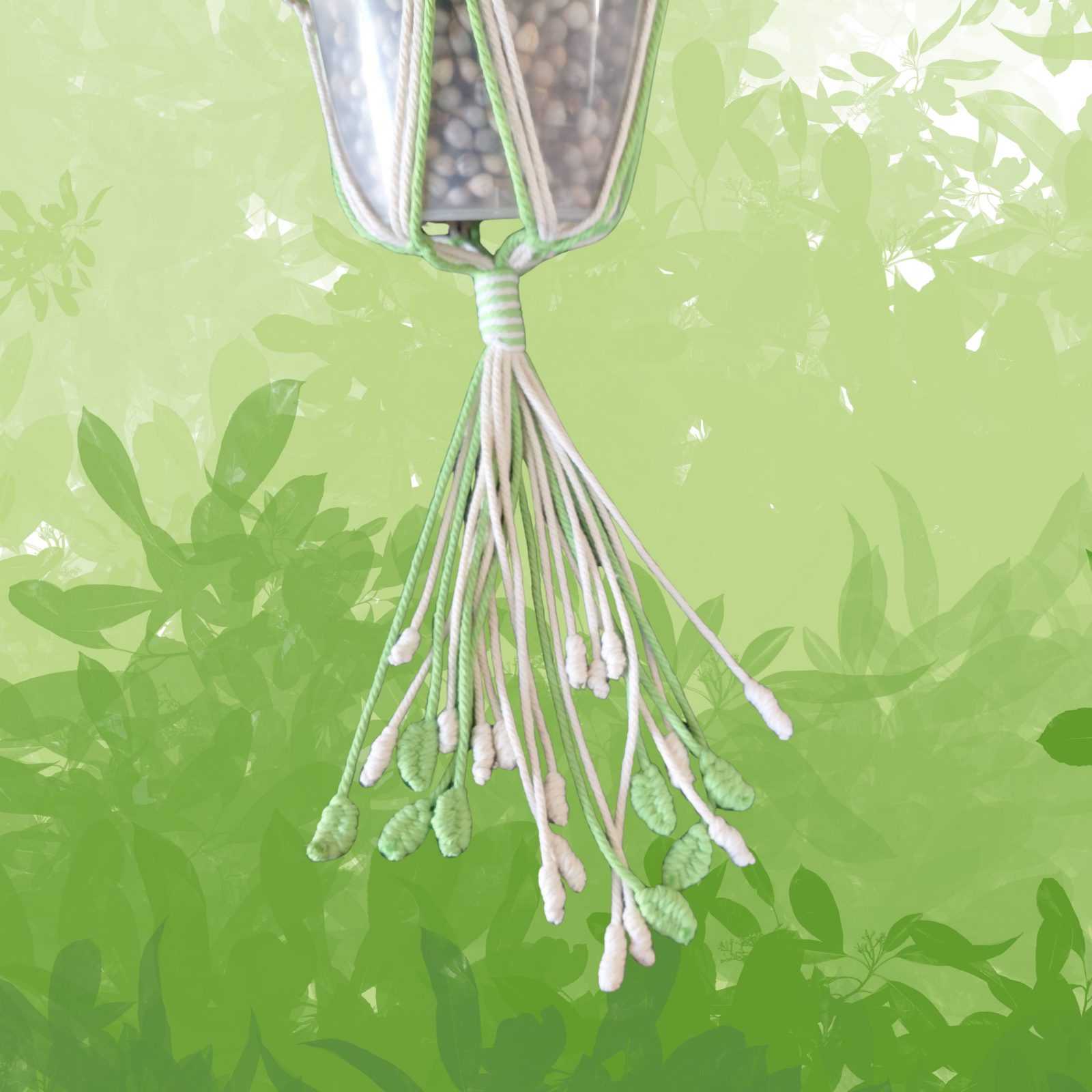 Macramé Plant Hanger – Spiral Twist & Bud Tassels — by Athena Authentic Creations — Home & Living — handmade in South Africa