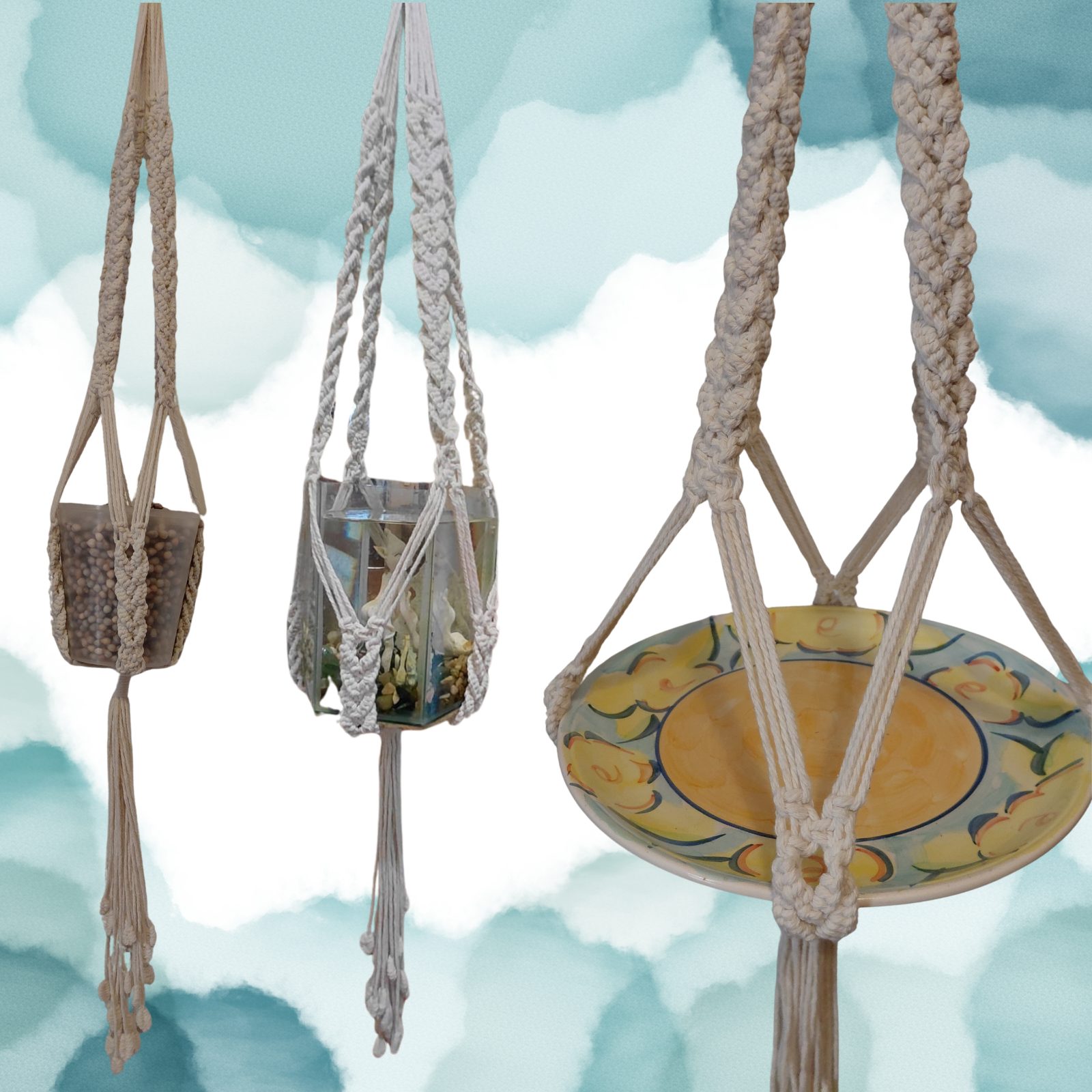 Macrame Plant Hanger with Plaited Cords — by Athena Authentic Creations — Home & Living — handmade in South Africa