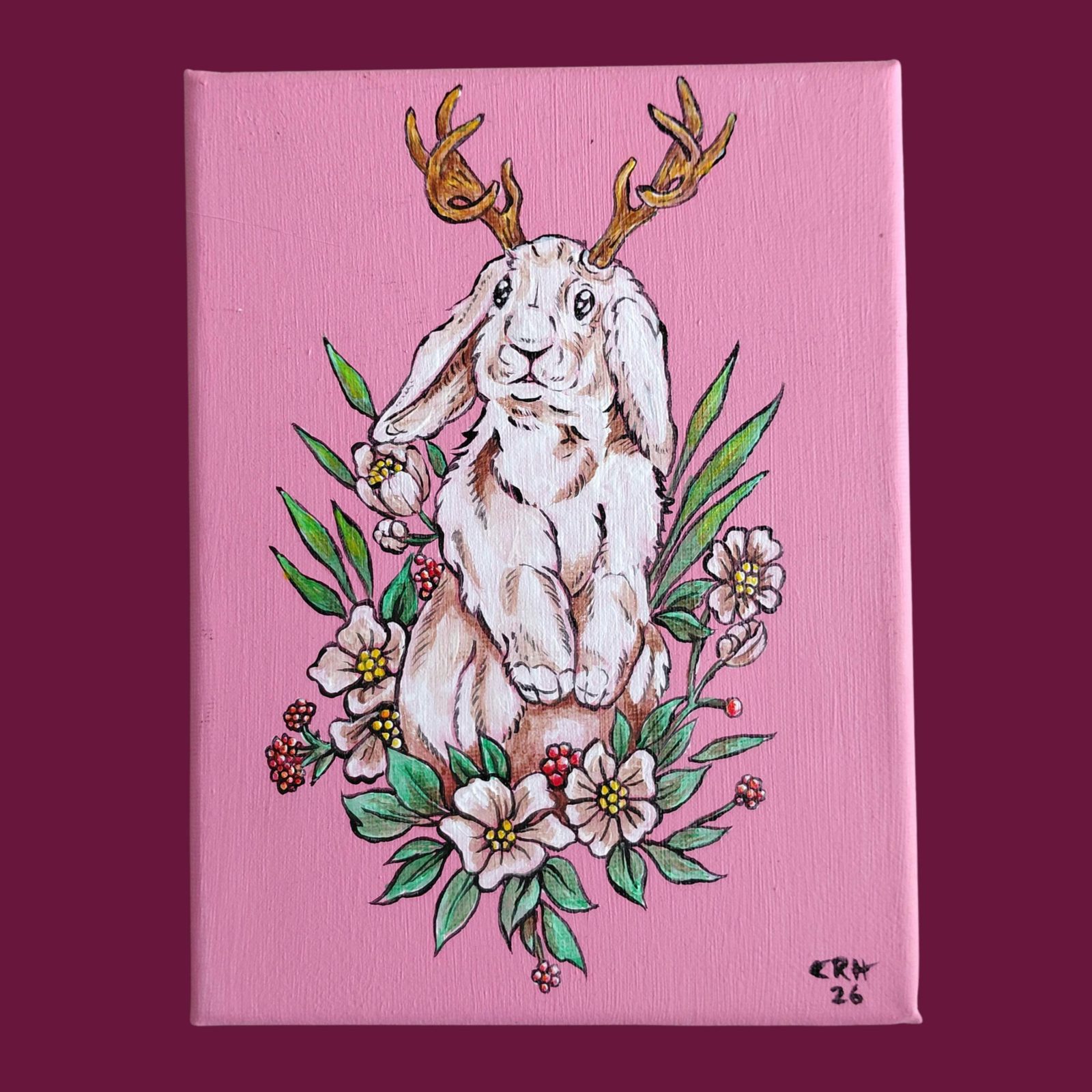 Jackalope – Original Acrylic Painting on Box Canvas — by Athena Authentic Creations — Home & Living — handmade in South Africa