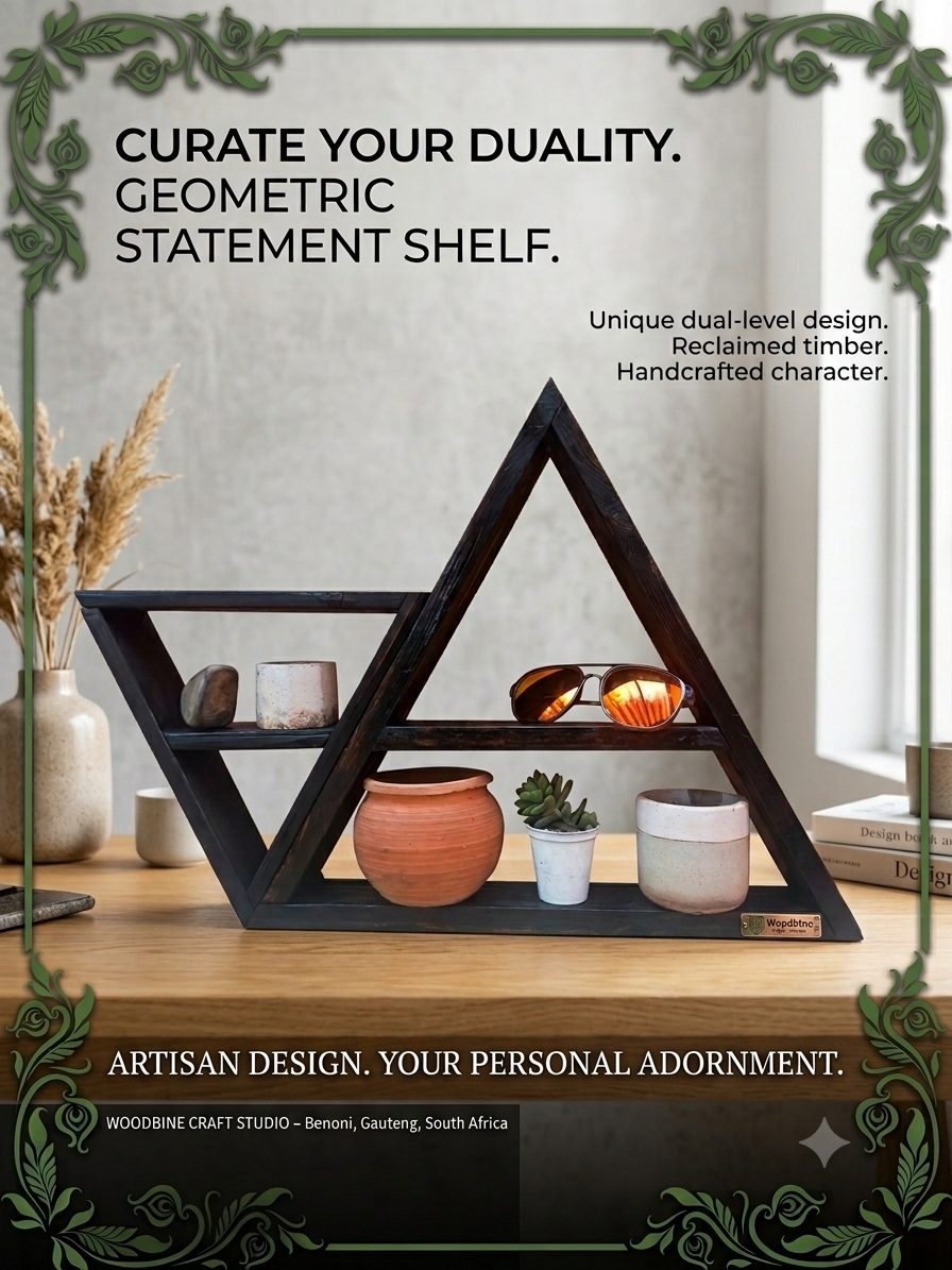 Geometric Statement Shelf — by Woodbine Craftstudio — Home & Living — handmade in South Africa