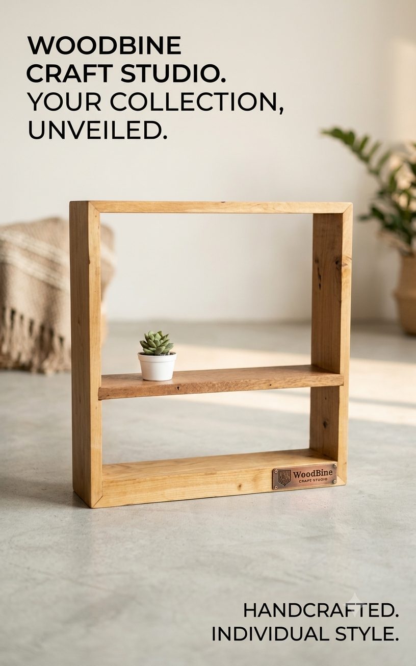 Geometric floating wooden shelf — by Woodbine Craftstudio — Home & Living — handmade in South Africa
