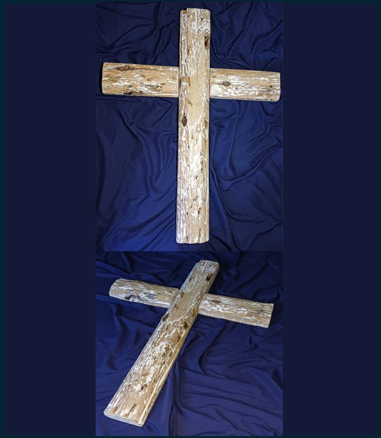 Large Reclaimed Timber Distressed Wall Cross – Weathered White (850x660mm) — by Mari Le Roux — Home & Living — handmade in South Africa