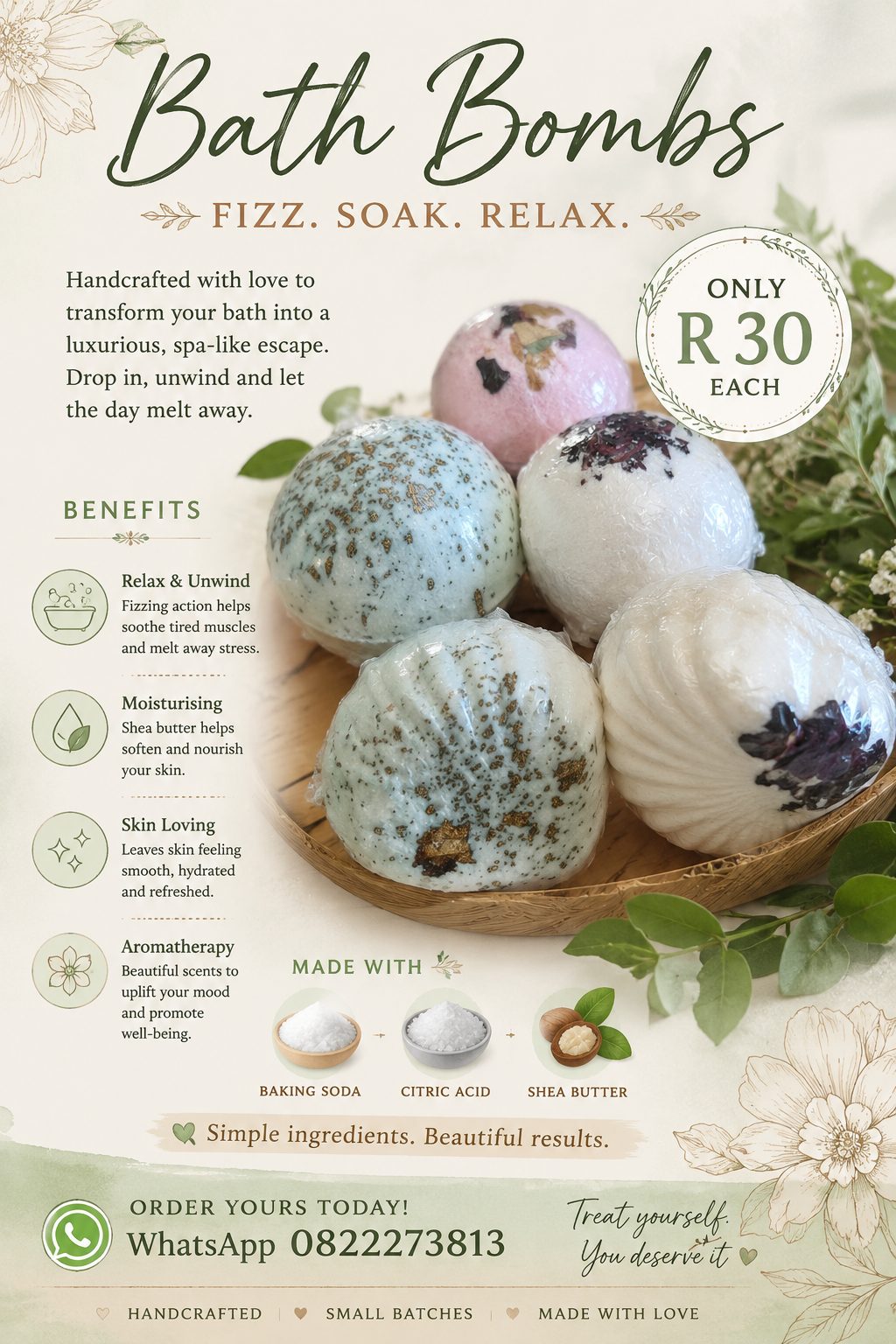 Handcrafted Bath Bombs | Peppermint Foot Soak Fizzies | Handmade Foot Care — by Handcrafted by J | Artisan Skincare — Home & Living — handmade in South Africa