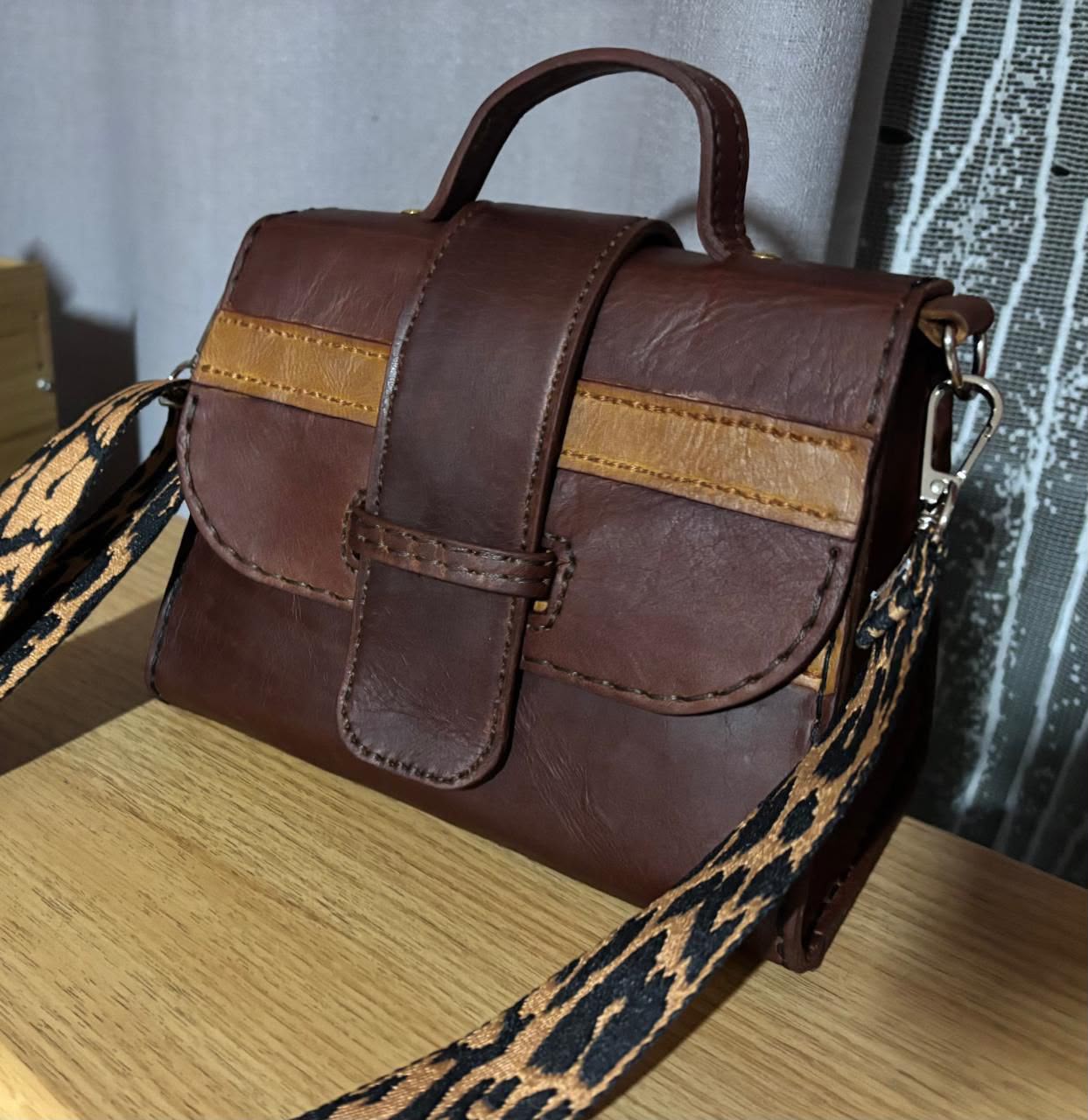 Genuine leather Brown Leather Crossbody Bag β by Rilette β Leather Craft β handmade in South Africa