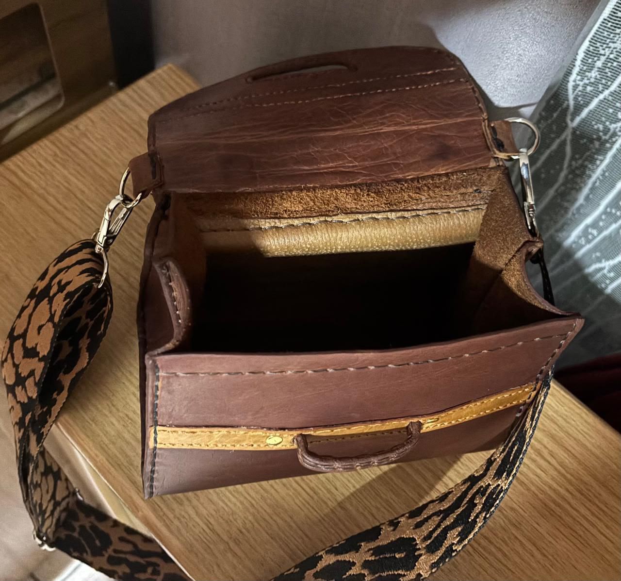 Genuine leather Brown Leather Crossbody Bag — by Rilette — Leather Craft — handmade in South Africa