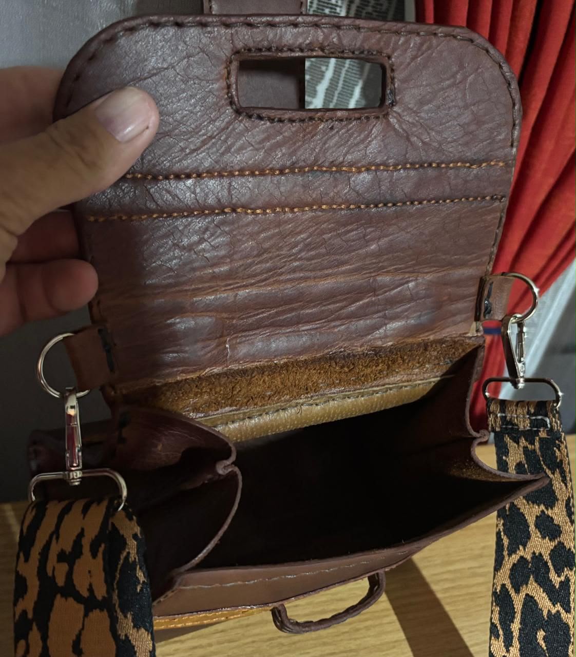 Genuine leather Brown Leather Crossbody Bag — by Rilette — Leather Craft — handmade in South Africa
