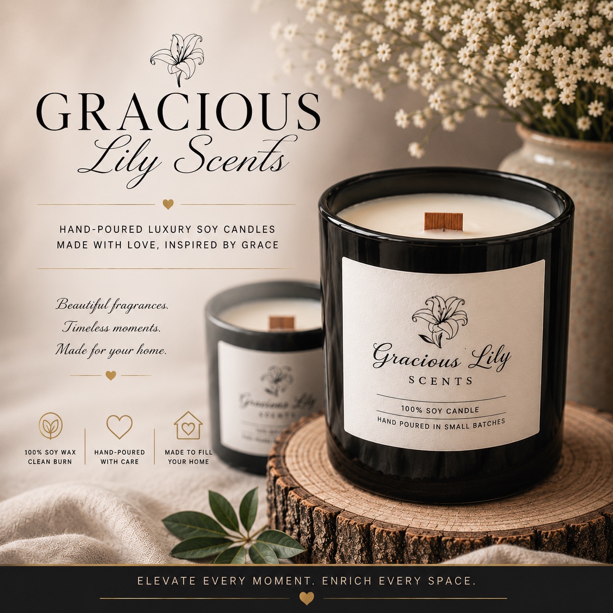 Homemade Candles — by Gracious Lily Scents — Home & Living — handmade in South Africa