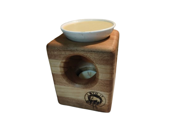 Dual-Toned Wooden Wax Melt Burner — by I BYD IT Crafts — Home & Living — handmade in South Africa