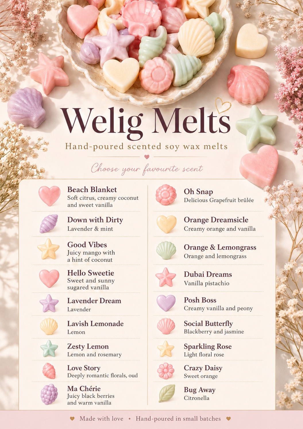 Scented Soy Wax Melts — by Welig — Home & Living — handmade in South Africa
