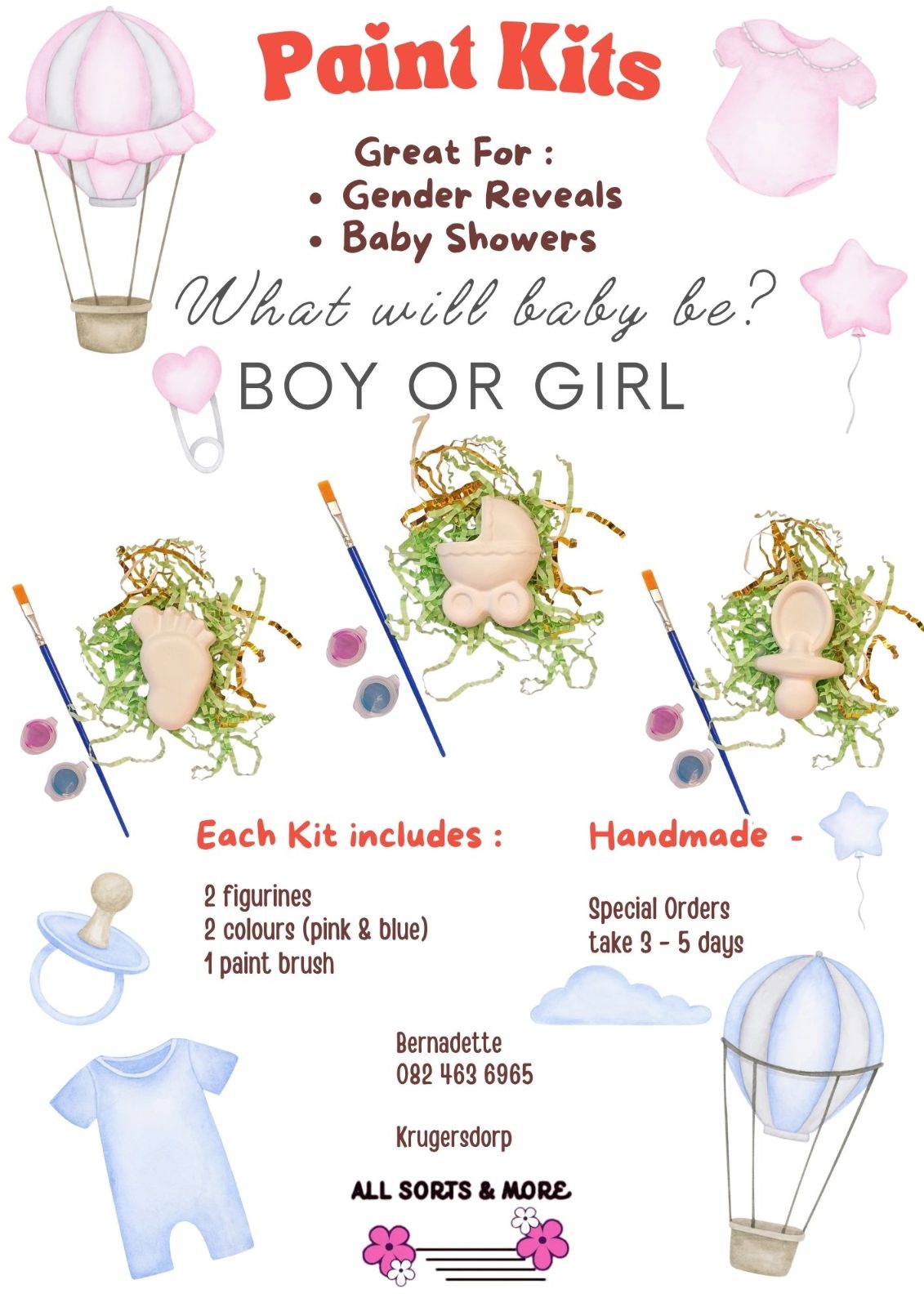 Gender Reveal or Baby Shower — by All Sorts & More — Craft Supplies — handmade in South Africa